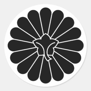Sticker Rond [Armoiries familiales] Chrysanthème à 16 pétales f