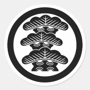 Sticker Rond [Armoiries familiales] Épinette à 3 niveaux aligné