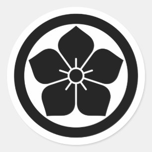 Sticker Rond [Armoiries familiales] Fleur de kikyo à l'intérieu