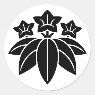 Sticker Rond [Armoiries Familiales] Fleurs de Gentiane et Bambo
