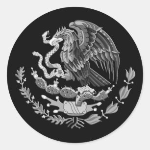 Sticker Rond Armoiries mexicaines argentées, aigle du Mexique