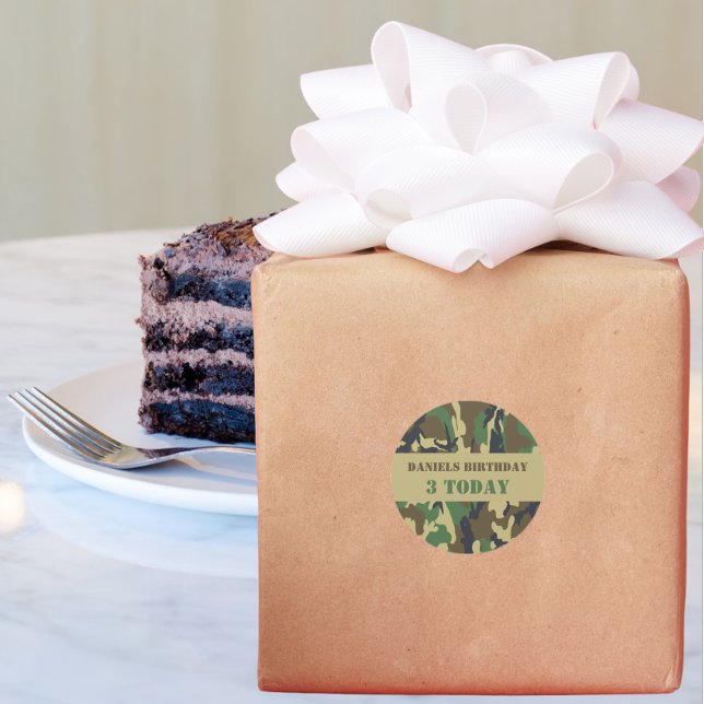 Sticker Rond Army Camo Theme Anniversaire (Créateur téléchargé)
