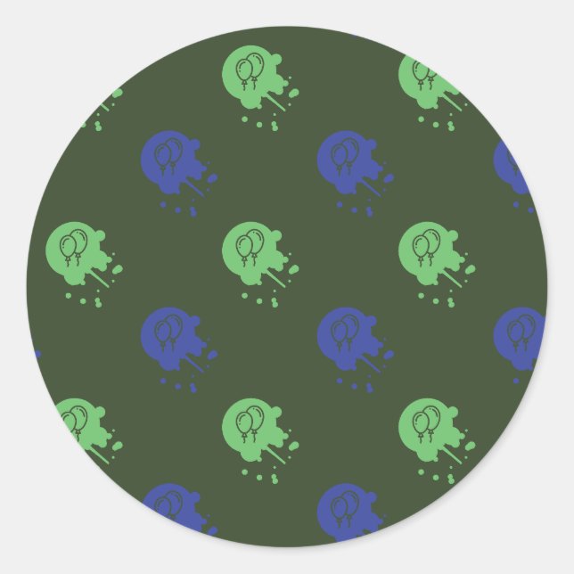 Sticker Rond Army Green & Blue Painball Party (Devant)