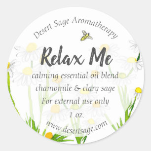 Sticker Rond Aromathérapie à l'huile essentielle Chamomille per