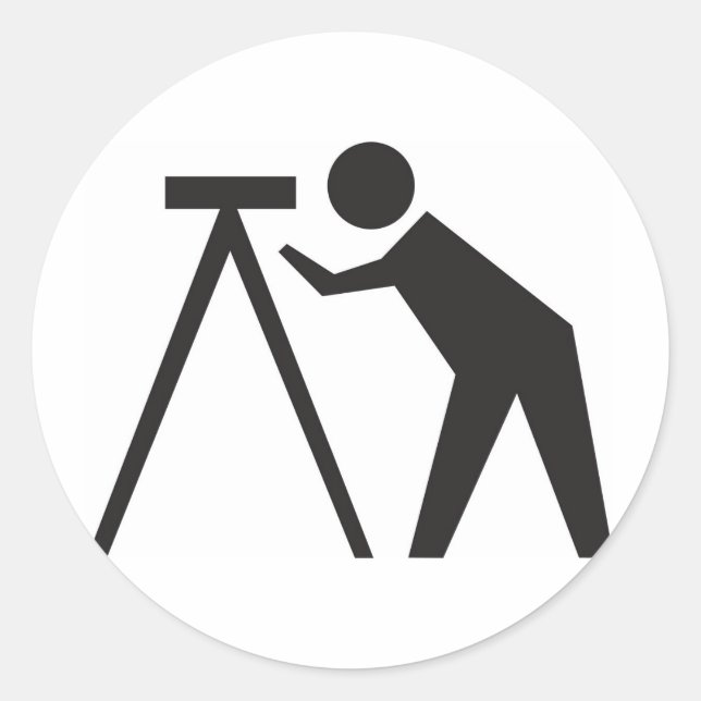 Sticker Rond Arpenteur au travail (Devant)