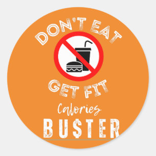 Sticker Rond Arrêter de manger des aliments malsains avertissem