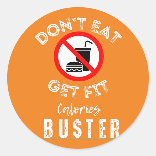 Sticker Rond Arrêter de manger des aliments malsains avertissem (Devant)