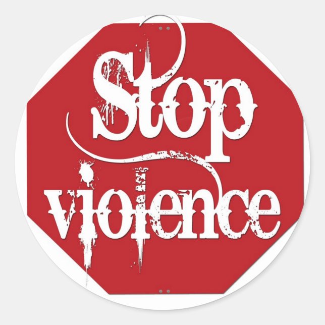 Sticker Rond Arrêter la violence (Devant)