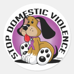 Sticker Rond Arrêter la violence domestique chien