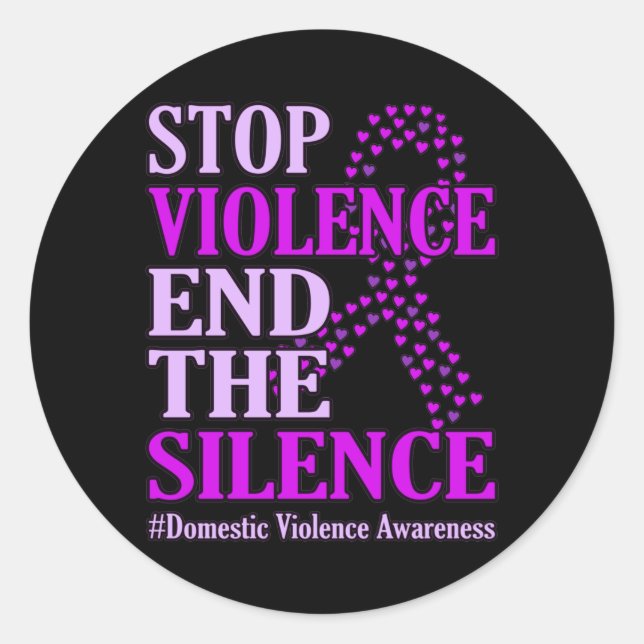 Sticker Rond Arrêter la violence et soutenir la violence domest (Devant)