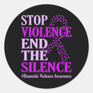 Sticker Rond Arrêter la violence et soutenir la violence domest