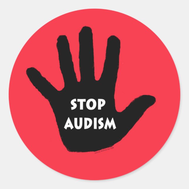 Sticker Rond Arrêter l'audisme (Devant)
