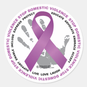 Sticker Rond Arrêter le Ruban sur la violence domestique