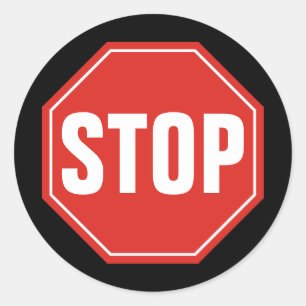 STICKER ROND ARRÊTER LE SIGNE