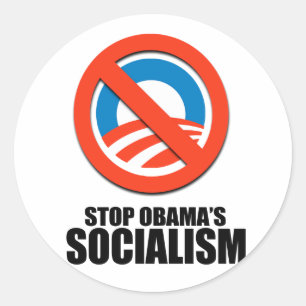 STICKER ROND ARRÊTER LE SOCIALISME D'OBAMA