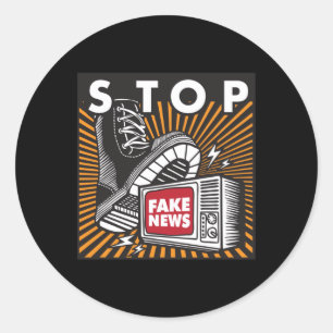 Sticker Rond Arrêter Les Fausses Nouvelles - Fermer L'Autocolla