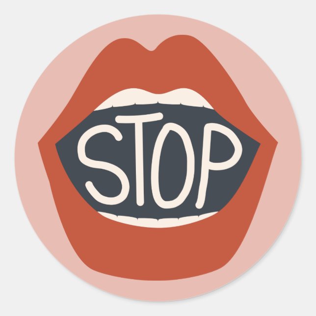 Sticker Rond Arrêter les lèvres (Devant)