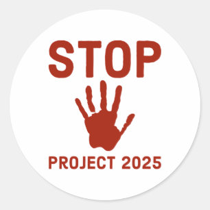 Sticker Rond Arrêter Project 2025 Horror Design With Handprint