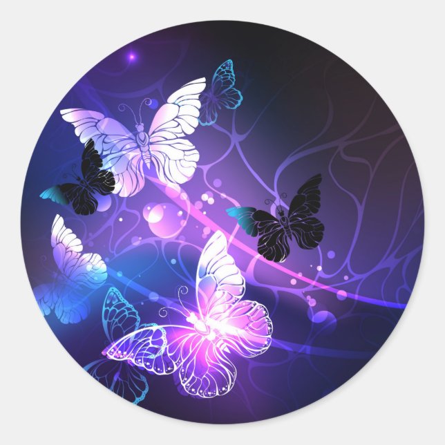 Sticker Rond Arrière - plan aux papillons de nuit (Devant)