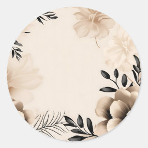 Sticker Rond Arrière - plan beige délicat avec fleurs