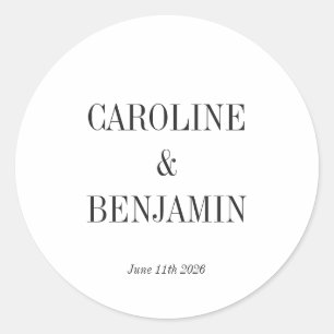 Sticker Rond Arrière - plan blanc simple et élégant mariage per