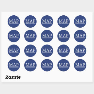 Sticker Rond Arrière - plan Bleu de l'autocollant MAP