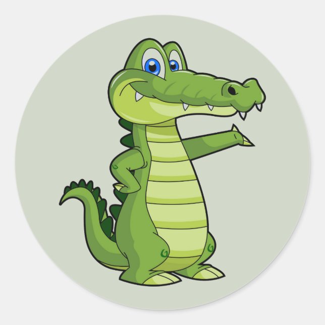 Sticker Rond Arrière - plan d'alligator de bande dessinée (Devant)