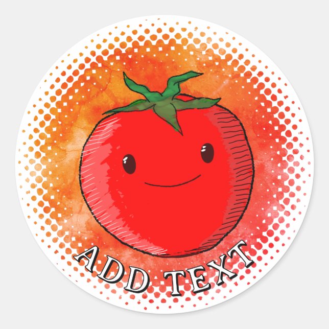 Sticker Rond Arrière - plan d'aquarelle de tomate de carton mou (Devant)