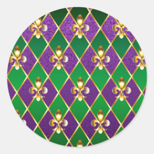 Sticker Rond Arrière - plan de bijoux Mardi Gras