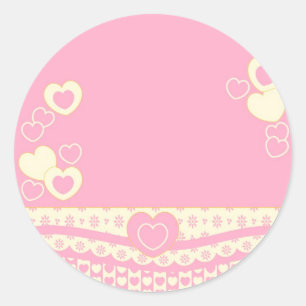 Sticker rond Arrière - plan de coeur rose
