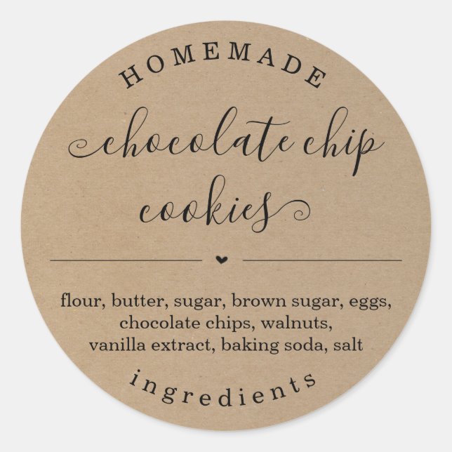 Sticker Rond Arrière - plan de cuisine artisanale personnalisée (Devant)