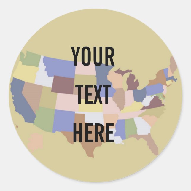 Sticker Rond Arrière - plan de la carte des États-Unis (Devant)