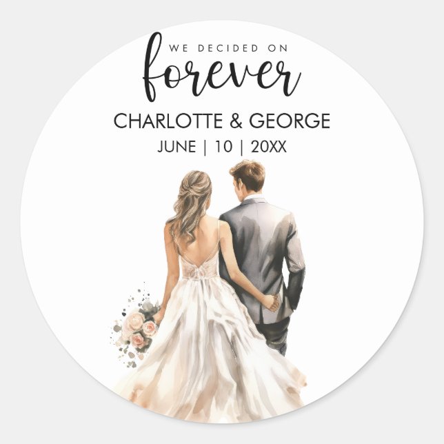 Sticker Rond Arrière-plan de la mariée pour toujours Mariage (Devant)