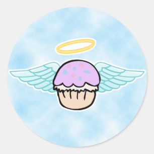 Sticker Rond arrière - plan de nuage, ange-cupcake pas de texte