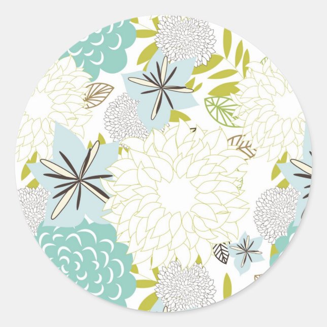 Sticker Rond Arrière - plan floral (Devant)