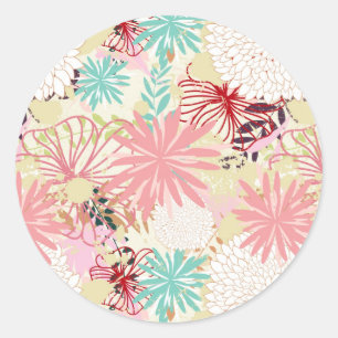 Sticker Rond Arrière - plan floral 4