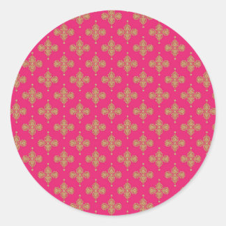 Sticker Rond arrière - plan motif or jaune rose magenta