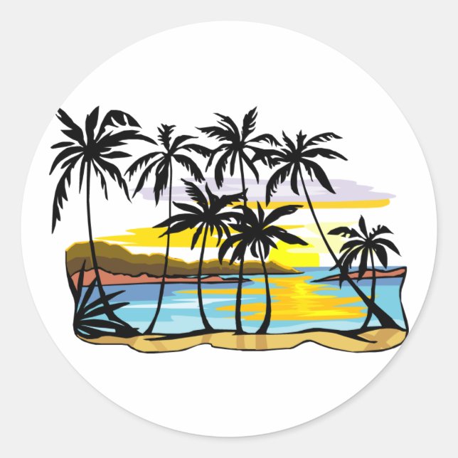Sticker Rond Arrière - plan Palm Tree (Devant)