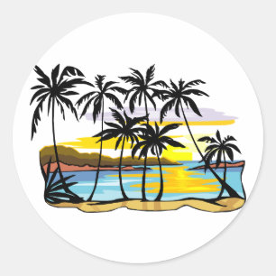 Sticker Rond Arrière - plan Palm Tree