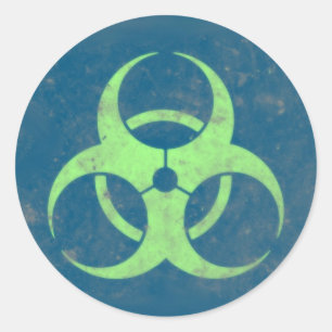 Sticker Rond Arrière - plan vert-bleu de chaux de Biohazard
