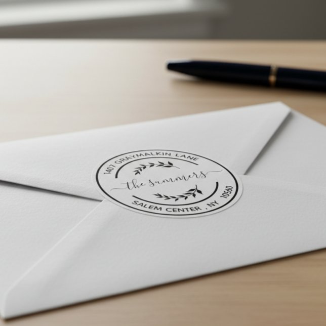 Sticker Rond Arrondi moderne Adresse de retour manuscrit (Créateur téléchargé)