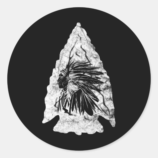 Sticker Rond Arrowhead Hunter Indian Chief Relic Hunter Native (Devant)