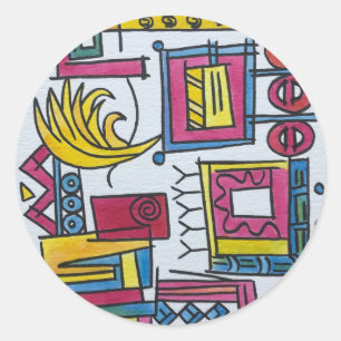 Sticker Rond Art à l'aquarelle peint à la main illusoire-fantai