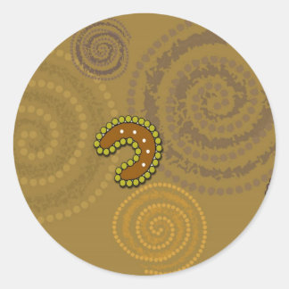 Sticker Rond Art aborigène australien - Le rassemblement