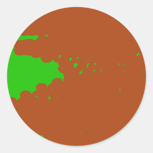 Sticker Rond art abstrait marron et vert