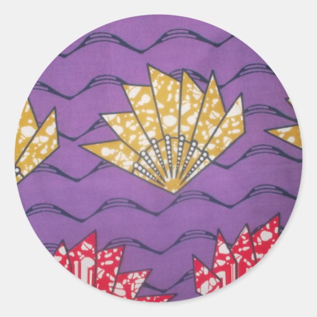 Sticker Rond Art africain Abstrait : Vagues de passion violette (Devant)
