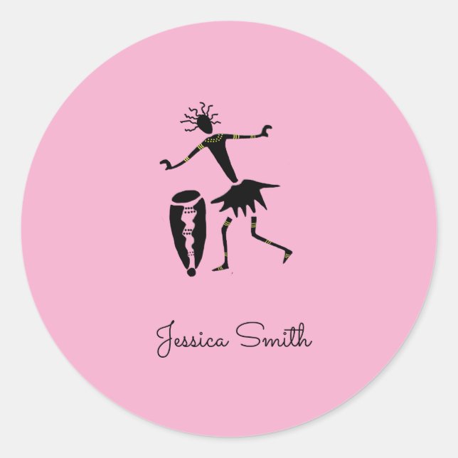 Sticker Rond Art africain, danse inspirante (Devant)