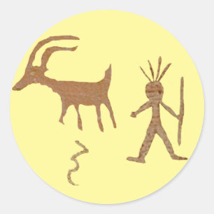 Sticker Rond Art amérindien, pétroglyphes