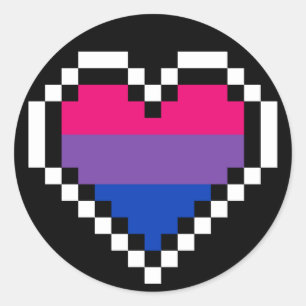 Sticker Rond Art bisexuel de pixel de fierté de LGBT