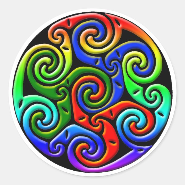 Sticker Rond Art Celtique Antique Coloré - Complet, Beau (Devant)